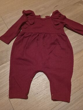 Baby Girls' Burgundy Ruffled One-Piece Bodysuit